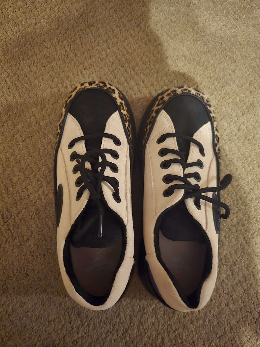 Womens Two-Tone Black & Cream Lace-Up Doc Martens with Leopard Trim